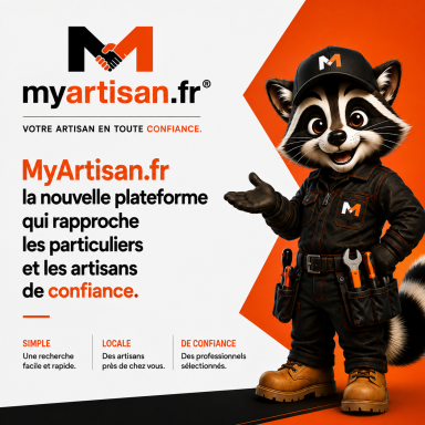 MyArtisan.fr®, plateforme mettant en relation les particuliers avec des artisans de confiance partout en France. MyArtisan.fr®, plateforme mettant en relation les particuliers avec des artisans de confiance partout en France.